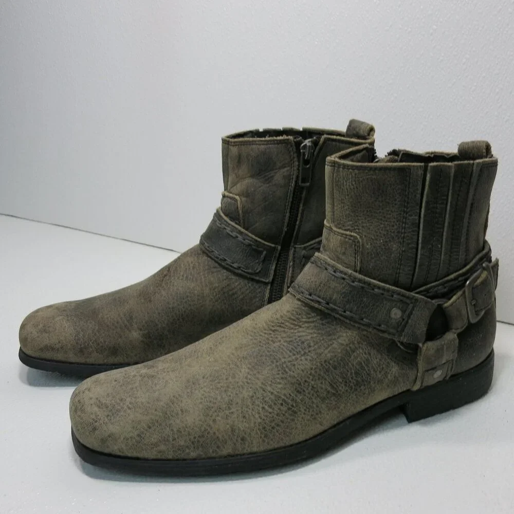 Bed Stu Nubuck Leather Harness Biker Boots Footwear Zippered Boot Shoes Men's 11
